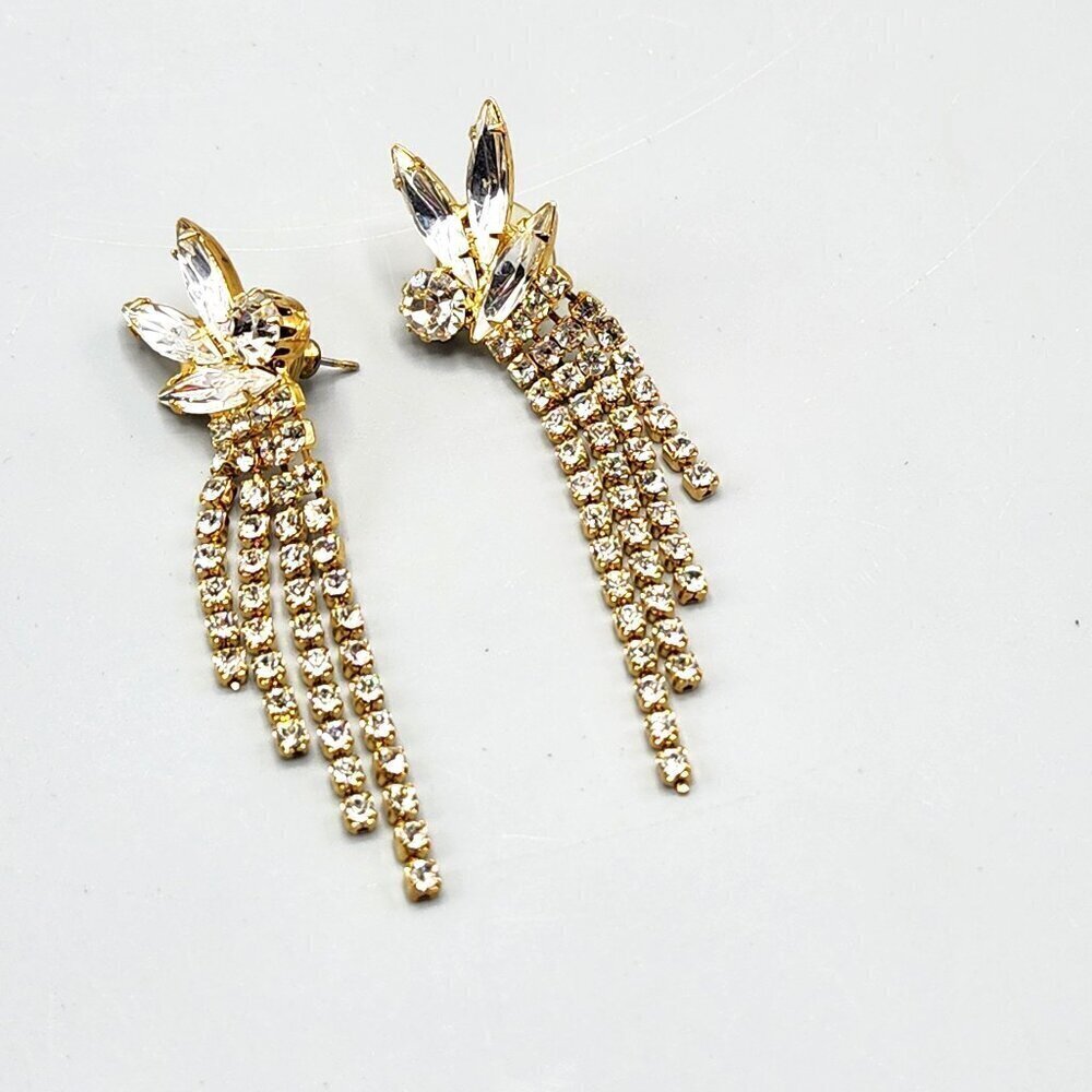 Rhinestone Waterfall Stud Earrings Hollywood Revival